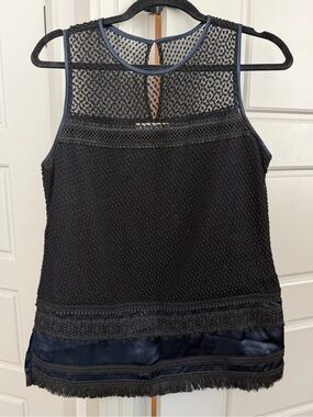 Etcetera Sleeveless Lace and Silk-Trimmed Blouse